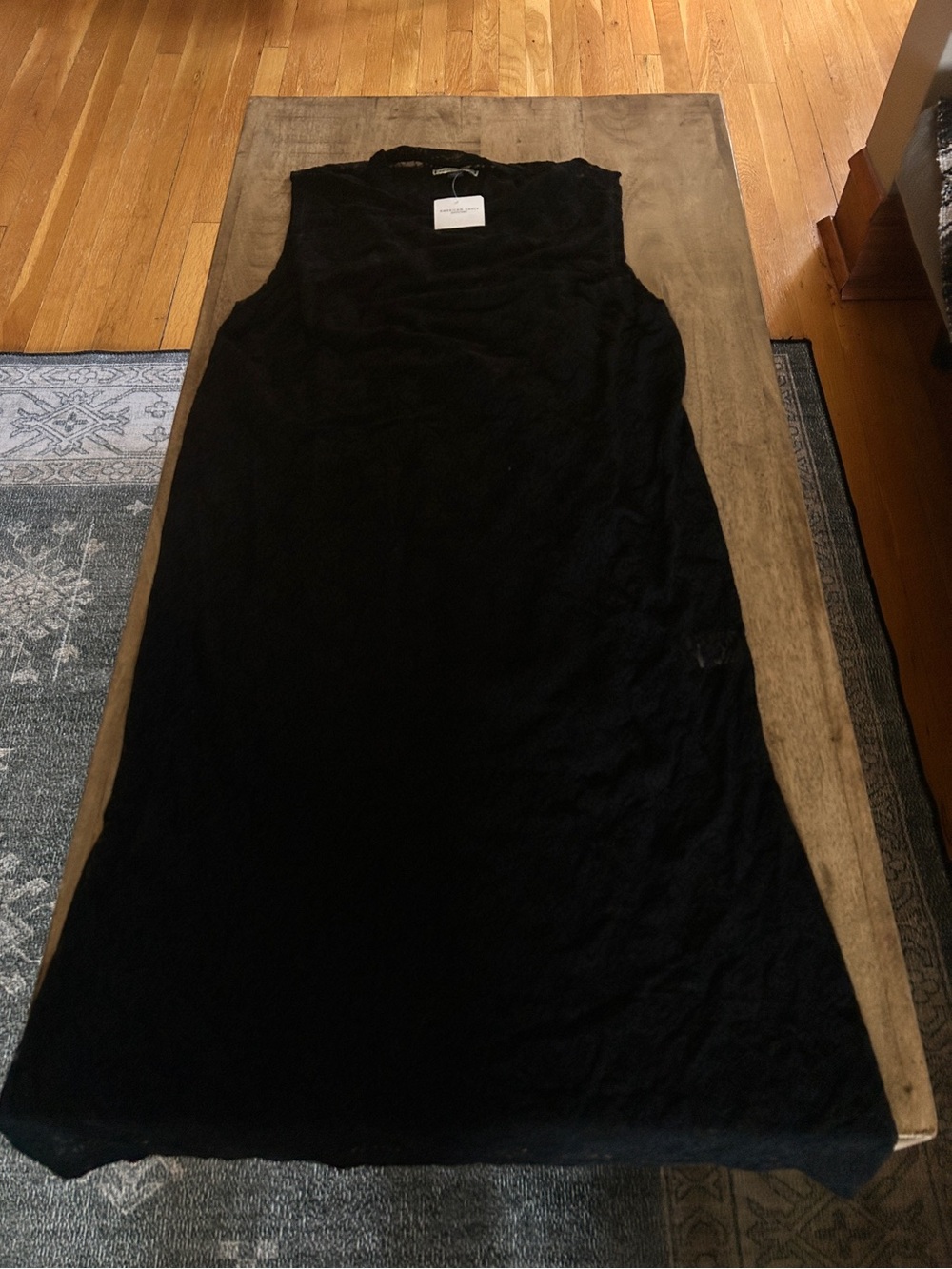 American Eagle Black Lace Sleeveless Midi dress with Slip NWT Size Large